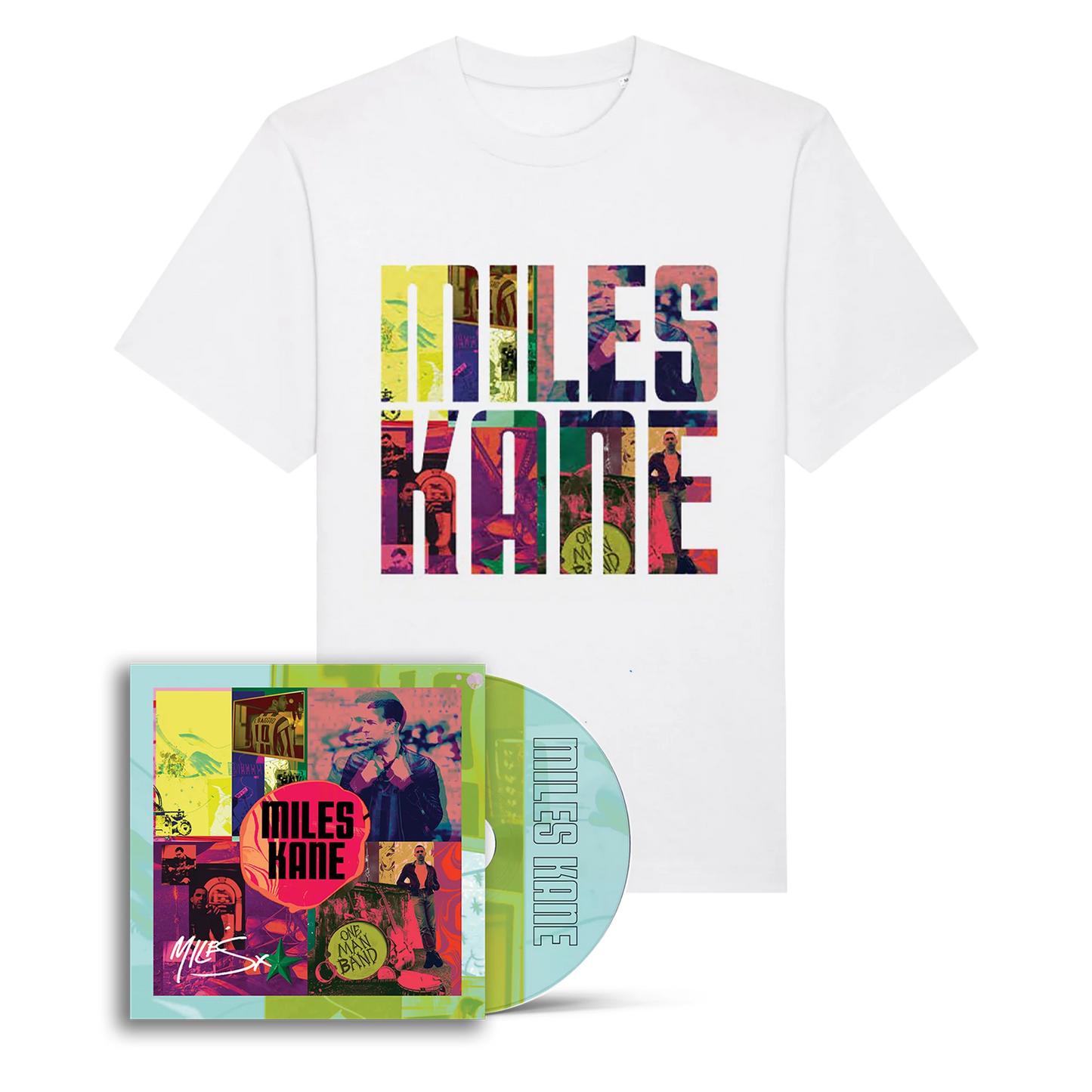 ONE MAN BAND: ALT ART SIGNED CD + WHITE INFILL TEXT TEE